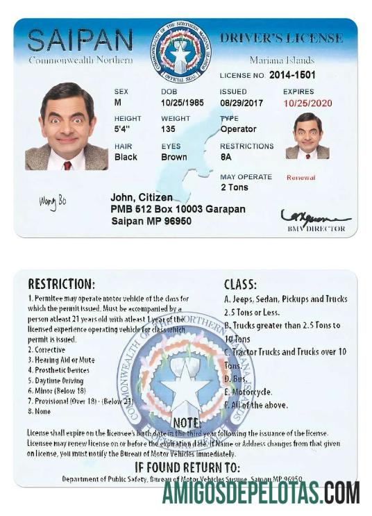 Condução em Saipan nas Ilhas Marianas do Norte exemplo real